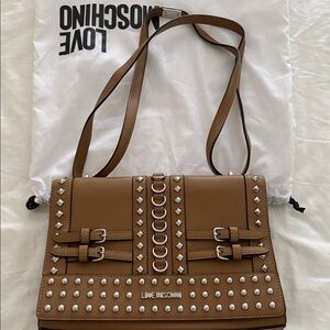 Love Moschino Tan Studded Shoulder Bag